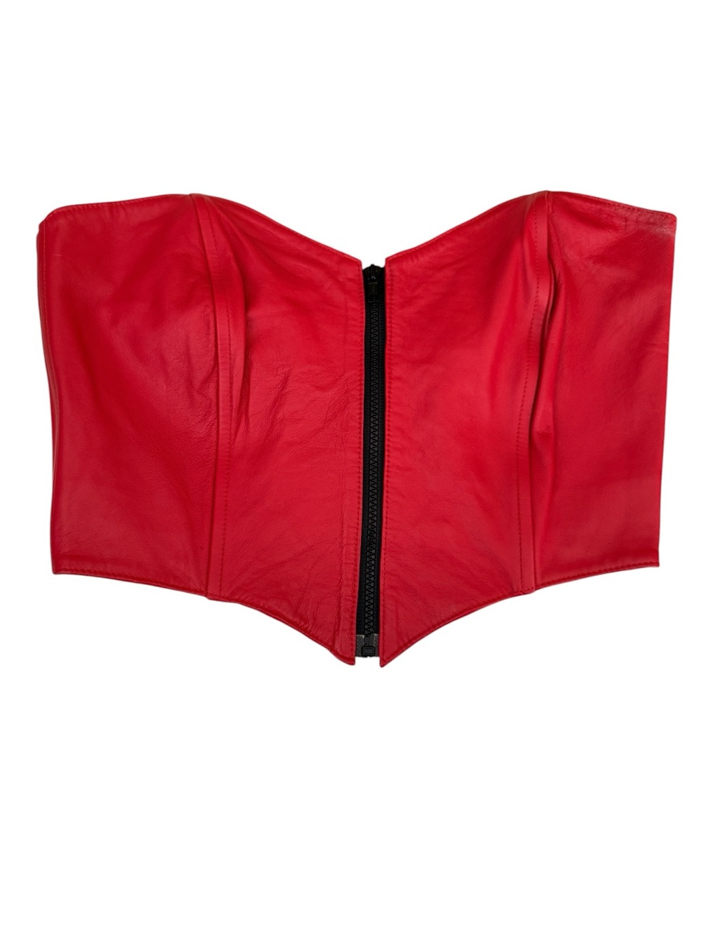 VINTAGE RED LEATHER BUSTIER 100% Genuine Leather Women’s Size Large